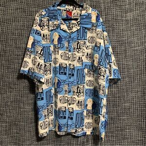 WELL MADE Baggy Buddha All Over Print Short Sleeve Button Down Shirt XXL #899